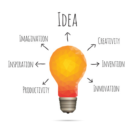 Vector illustration of polygonal idea bulb design element.のイラスト素材