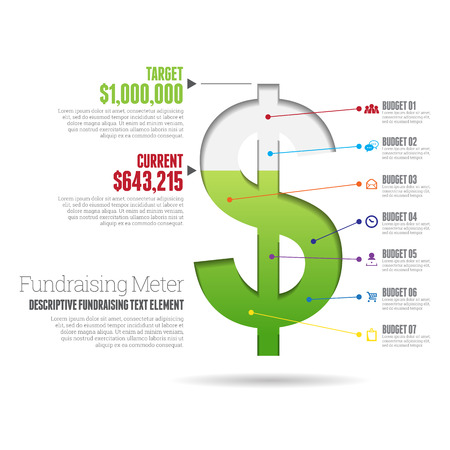 Vector illustration of fundraising meter infographic design element.のイラスト素材