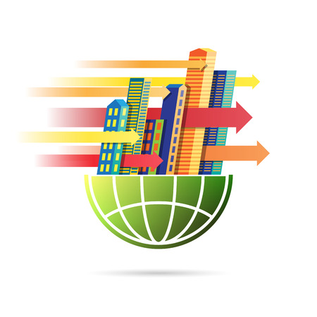 Vector illustration of fast world business pace concept.のイラスト素材