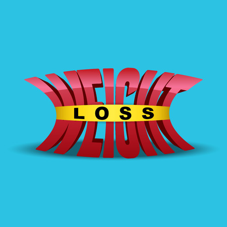 Vector illustration of a yellow "loss" tape squeezing a weight text.のイラスト素材