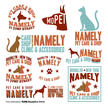 Vector illustration of pet care stamp label design elements.のイラスト素材