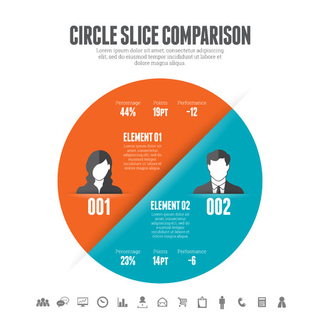 Vector illustration of circle slice comparison infographic design element.のイラスト素材