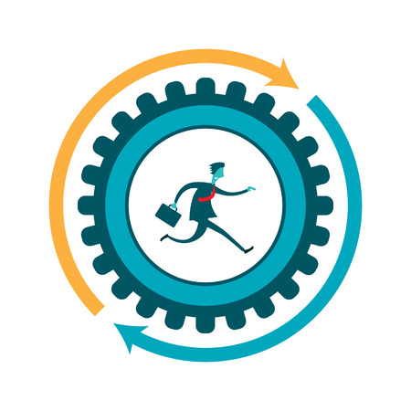 Vector illustration of a businessman running on a  gear.のイラスト素材