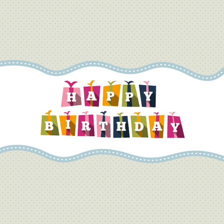 Vector illustration of birthday text gift boxes design element.のイラスト素材