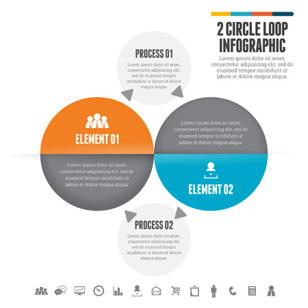 Vector illustration of two circle loop infographic design element.のイラスト素材
