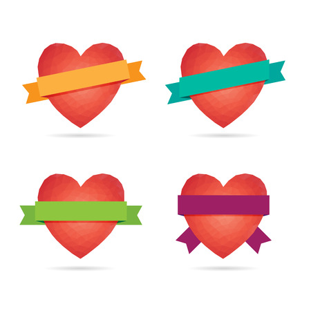  illustration of mosaic heart label design elements.のイラスト素材