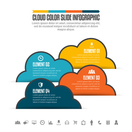 Vector illustration of cloud color slide infographic design element.のイラスト素材