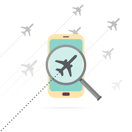 Vector illustration of mobile flight search concept.のイラスト素材
