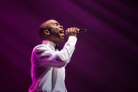 JAKARTA, INDONESIA - OCTOBER 6, 2013: Delious Kennedy of All-4-One, American R&B group performs at the 6th LA Lights Java Soulnation Festival 2013 on October 6, 2013 in Jakarta, Indonesia.のeditorial素材