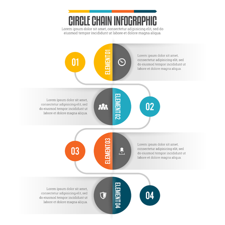Vector illustration of circle chain infographic design element.のイラスト素材