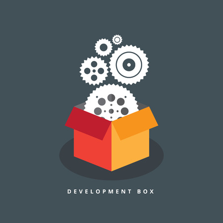 Vector illustration of development process box.のイラスト素材