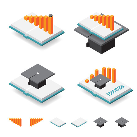 isometric icon illustration of education concept.のイラスト素材