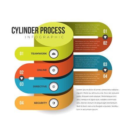 Vector illustration of cylinder process infographic design element.のイラスト素材