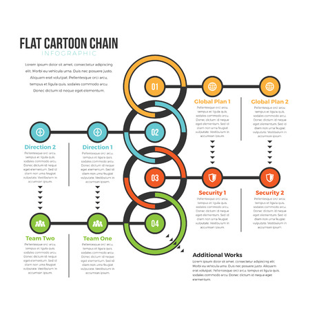 Vector illustration of flat cartoon chain infographic design element.のイラスト素材