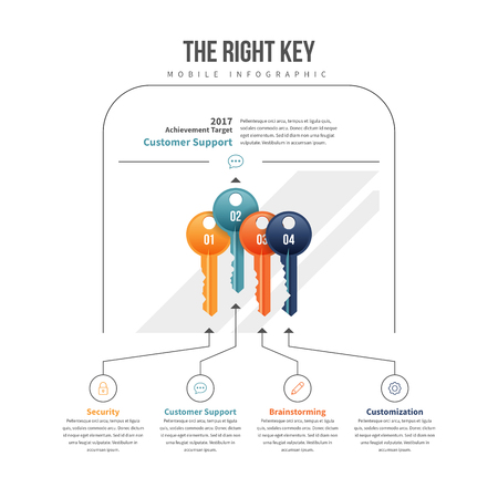 Vector illustration of the right key of keys infographic design element.のイラスト素材