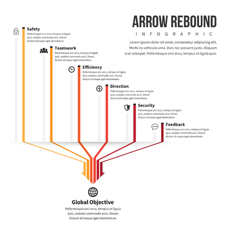 Vectorr illustration of line arrow factors infographic design element.のイラスト素材