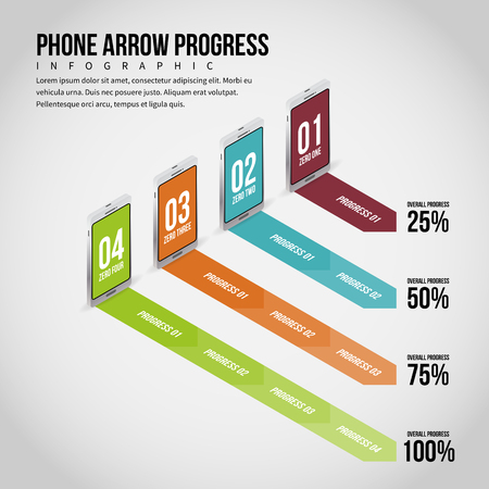 Vector illustration of smartphone arrow progress infographic design element.のイラスト素材