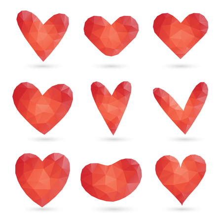 Vector illustration of low-polygonal heart shapes.のイラスト素材