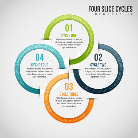 Vector illustration of four slice cycles infographic design element.のイラスト素材