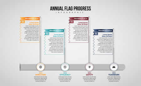 Vector illustration of Annual Flag Progress Infographic design element.のイラスト素材