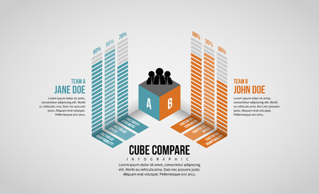 Vector illustration of Isometric Cube Compare Infographic design element.のイラスト素材