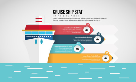 Vector illustration of Cruise Ship Stat Infographic design element.のイラスト素材