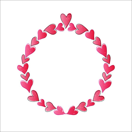 Vector illustration of heart shape circle frame for valentine background.のイラスト素材