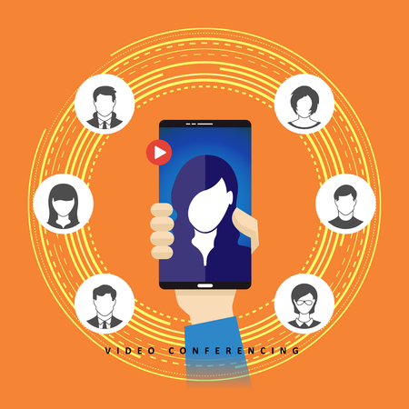 Vector illustration of video conferencing concept design element.のイラスト素材