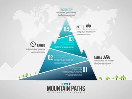 Vector illustration of Mountain Paths Infographic design element.のイラスト素材
