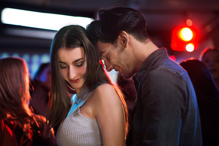 Young couple in love at bar