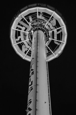 Black and white observation tower.