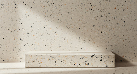 Minimalistic abstract background with marble podiums. 3d renderの素材