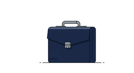 Blue briefcase on a white background. Vector illustration in flat style.の素材