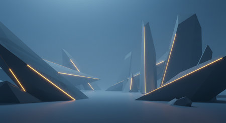 Abstract architecture background, empty open space interior, 3D rendering.の素材