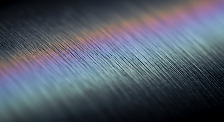 Macro shot of a rainbow colored vinyl record with shallow depth of fieldの素材