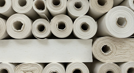 Rolls of paper for wallpaper and background, closeup of photoの素材