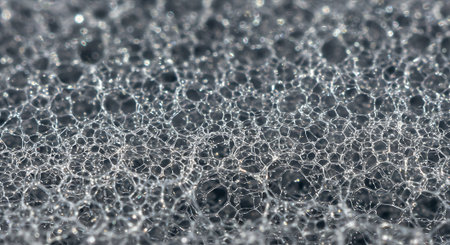 Close up of foam texture background. Macro shot of sponge surface.の素材