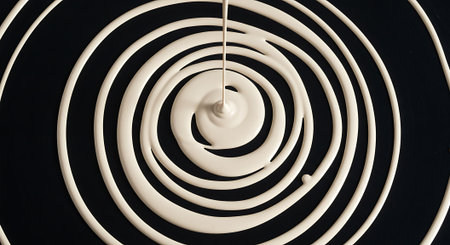 White spiral on black background. 3d rendering, 3d illustration.の素材