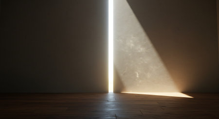 3d rendering of a room with light coming from the window.の素材