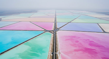Aerial view of Salt evaporation ponds, Salinas, Argentinaの素材