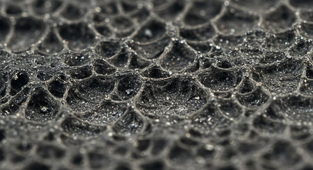 Macro shot of black fabric with water droplets on it.の素材