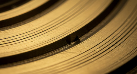 Vinyl record with shallow depth of field. Selective focus. Toned.の素材