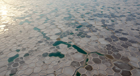 Aerial view of Salt evaporation ponds in Salt Lake City, Utahの素材
