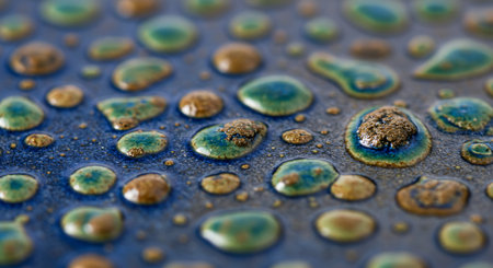 Water drops on a metal surface. Macro shot. Abstract background.の素材