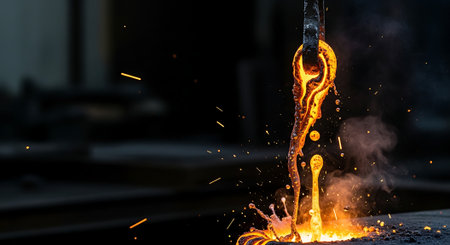 Sparks from melting steel in a metallurgical plant.の素材