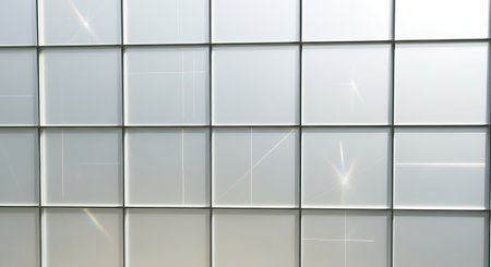 abstract background of a modern office building with white walls and glass windowsの素材