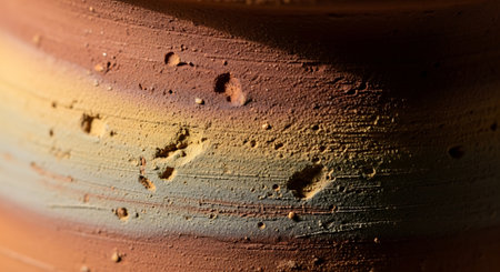 Close up of a clay pottery wheel as a background texture.の素材