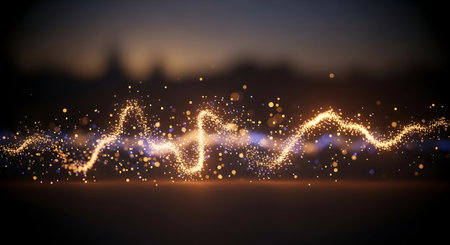 Abstract background with lightning and bokeh effect. Vector illustration.の素材