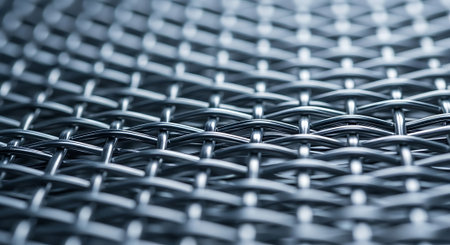Close up of a braided metal background. Shallow depth of field.の素材