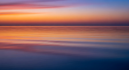 Beautiful sunset over the sea. Abstract background. Long exposure.の素材